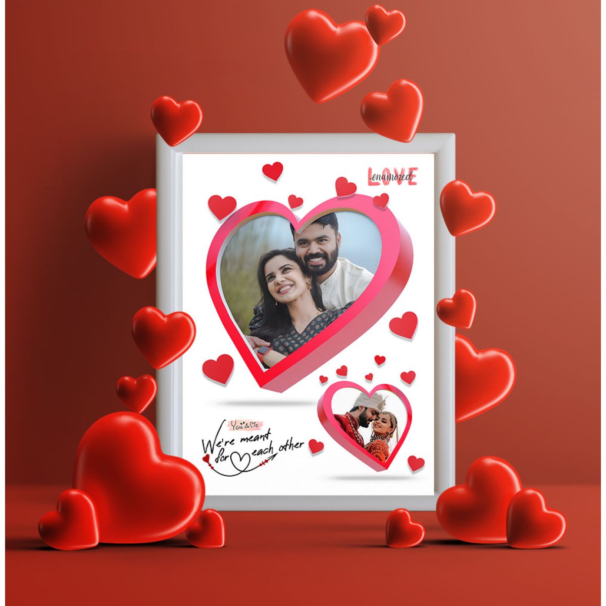 3d heartful photo collage frame for couple