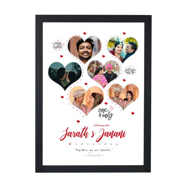 Personalized Big Heart Shaped Photo Collage wooden photo frame