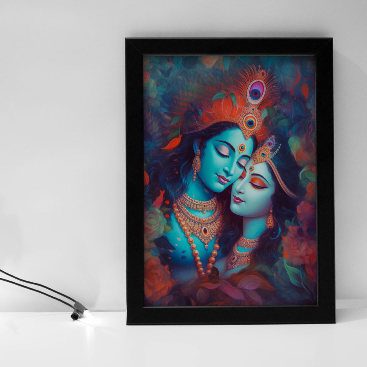 Cute Radha Krish Photo Frame Digital Painting