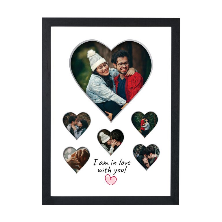 heart shaped collage wooden photo frame