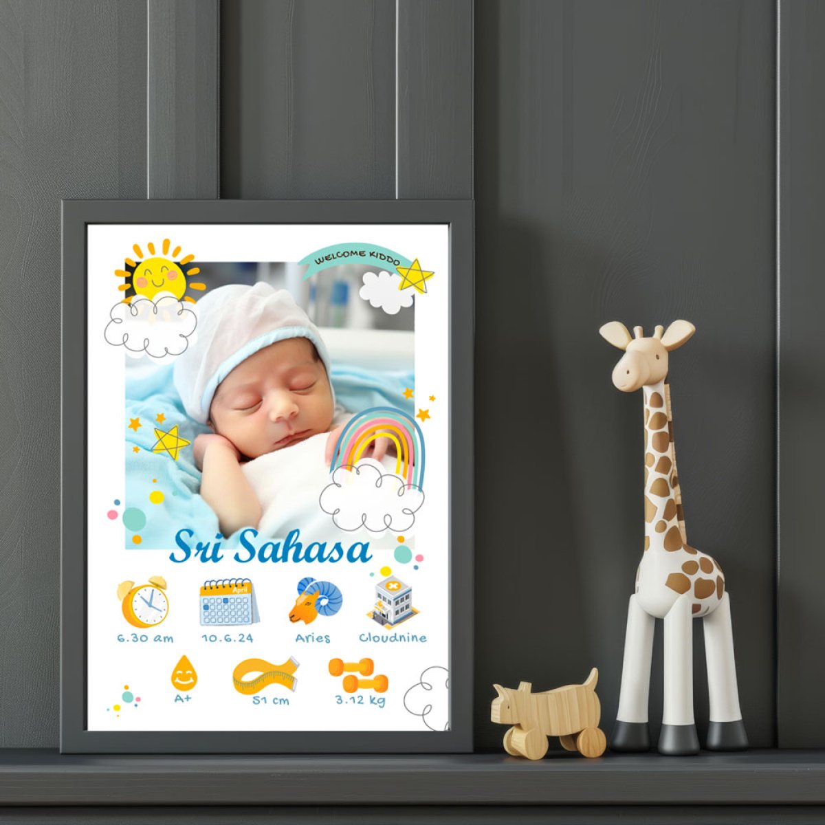 trendy-baby-custom-bio-stats-frame-online