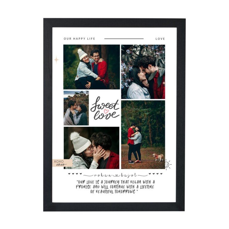 Buy Our Happy Life - Personalized Couple & Friends Collage Photo Frame - Birthday